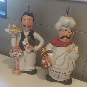 Set Of Two Chef Oil And Vinegar Servers Marked JLC